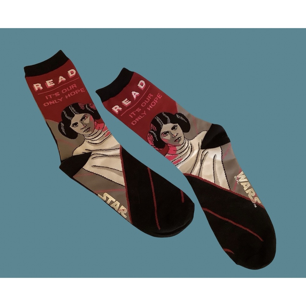 Star Wars Princess Leah Unisex Socks Black & Red Graphic Socks Collectable NWOT
